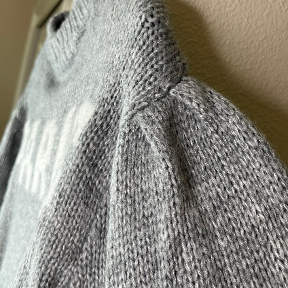 Paris Graphic Cropped Long Sleeve Sweater Women’s Grey Size Small #594 - Picture 11 of 12